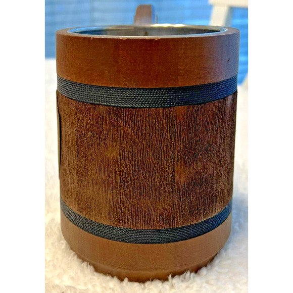 Wooden Beer Mug Stein with Stainless Steel Cup Liner Sword and Skull - Picture 3 of 8